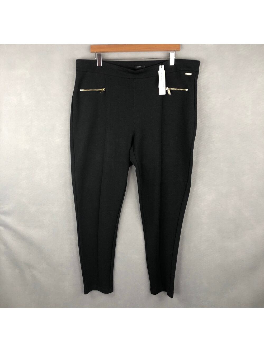 Tahari Skinny Dress Pants Pull-On Charcoal Women's Size 2X NEW